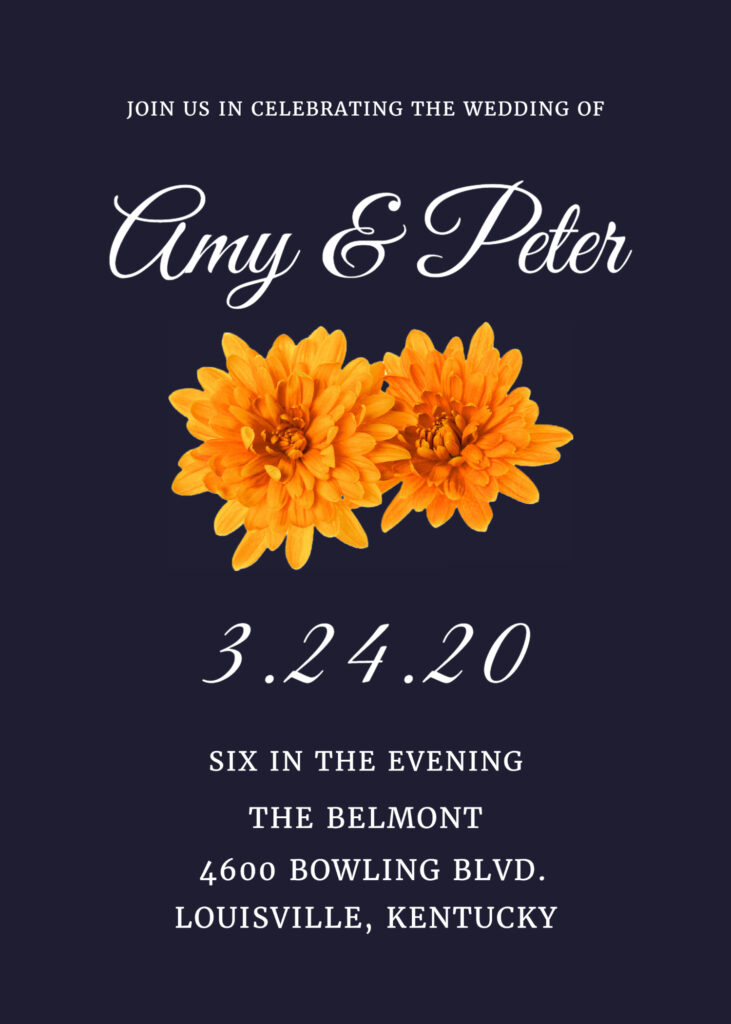 Wedding Invitation - Two Orange Flowers