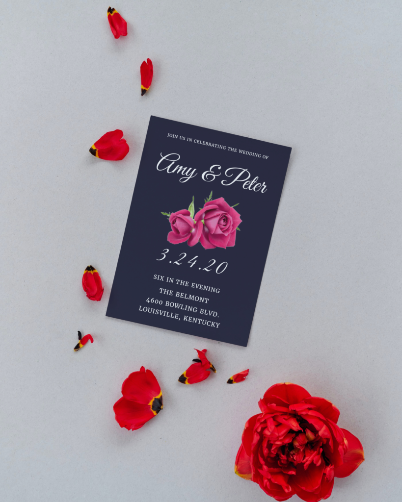 Wedding Invitation - Pink Roses