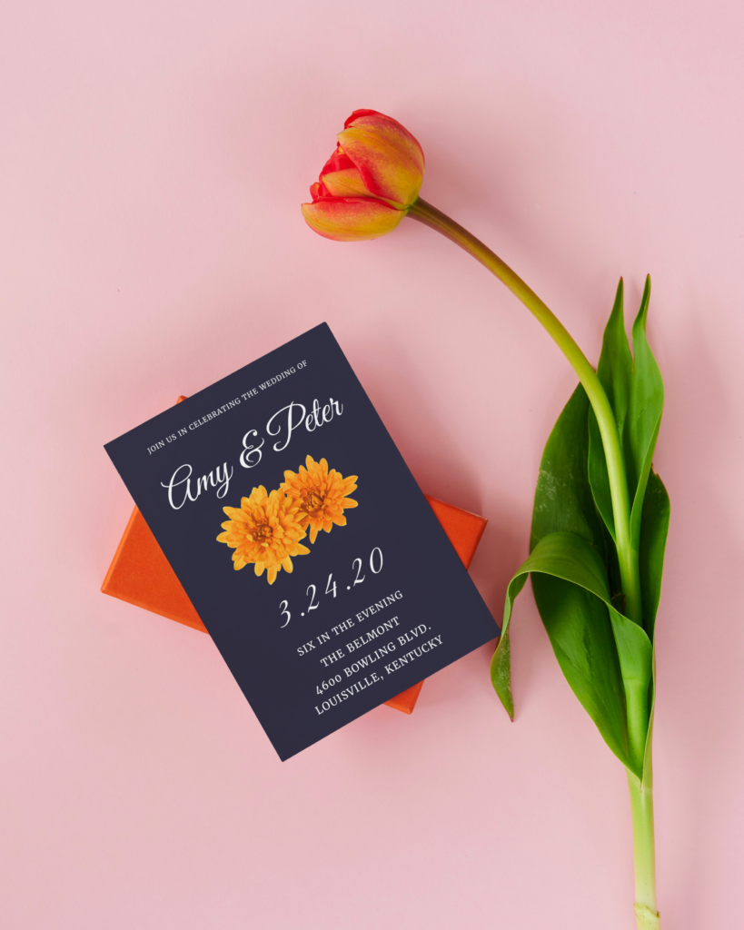 Wedding Invitation - Two Orange Flowers